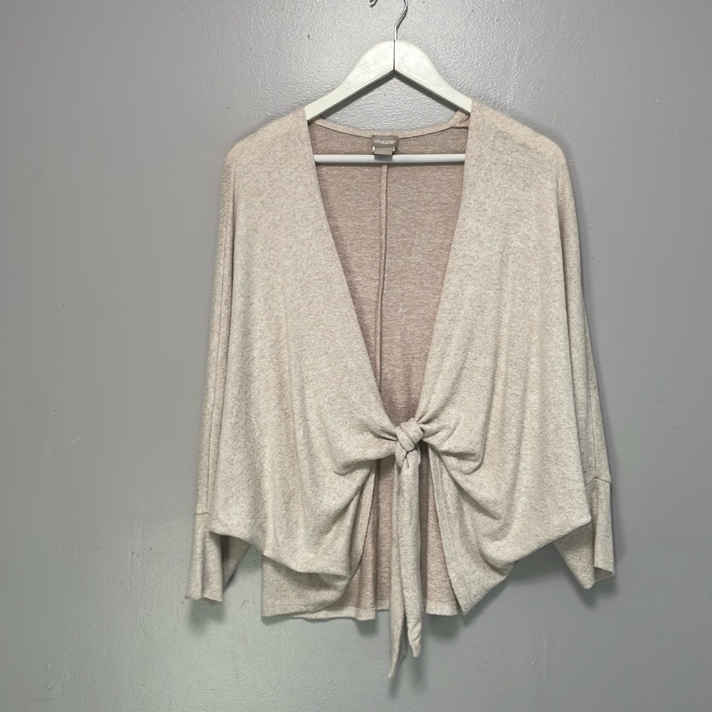 Chico cream super soft tie in front cardigan